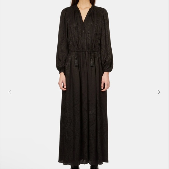 NWT $455 The Kooples LONG BLACK SNAKESKIN JACQUARD DRESS size 3 - Picture 3 of 17